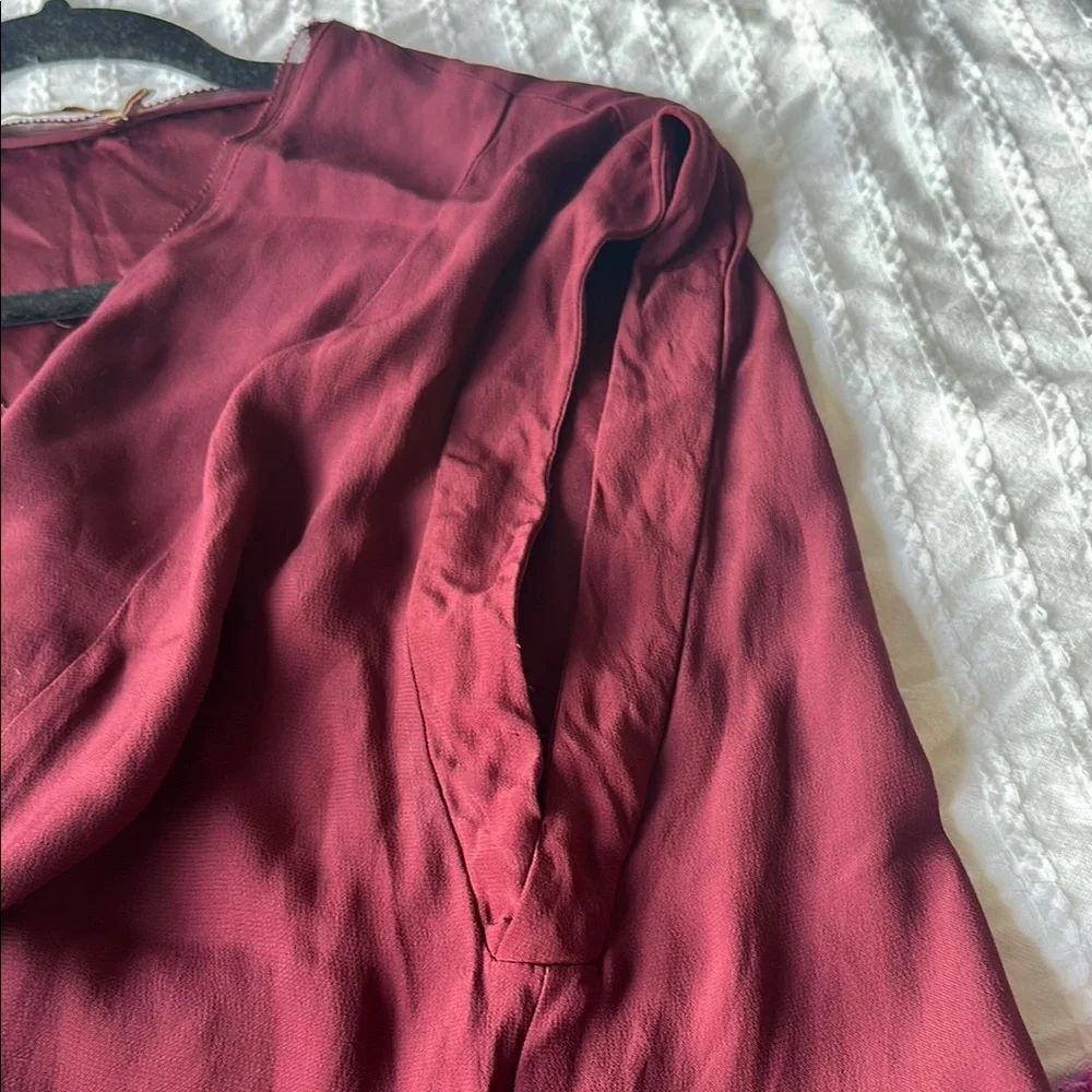 Red Wrap Blouse with Relaxed Fit - Picture 6 of 10